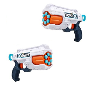 تفنگ اسباب بازی دوقلو ایکس شات X-Shot مدل Zuru X-shot Excel Double Reflex 6 Combo Foam Blaster Pack (16 Darts 3 Cans)_اسباب بازی
